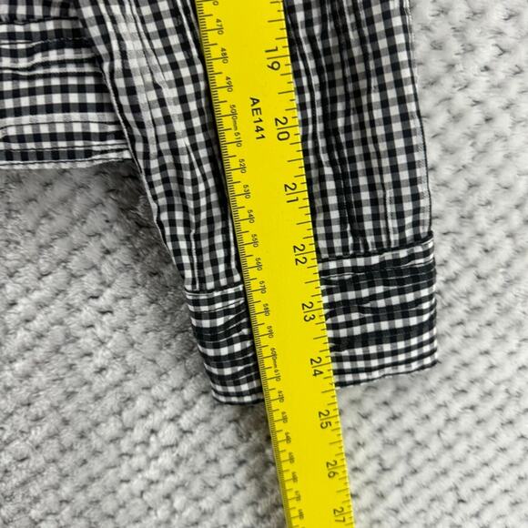 Foxcroft Jacket Women S Crinkled 3D Black White Gingham Checked Snap Button - Picture 12 of 14